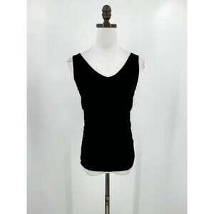 Majestic Filatures Extrafine Superwashed Black Stretch V Neck Top Sz 1/S